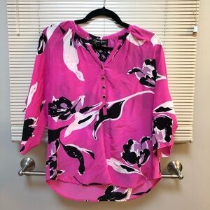 Yumi Kim Pink Floral Blouse 100% Silk